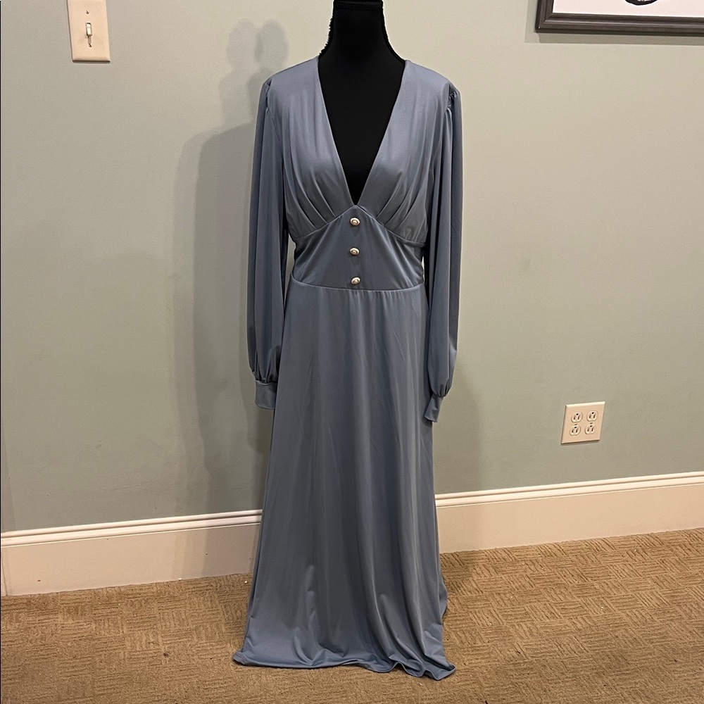 HALARA Elegant Long Sleeve Dress in Soft Blue-NWOT